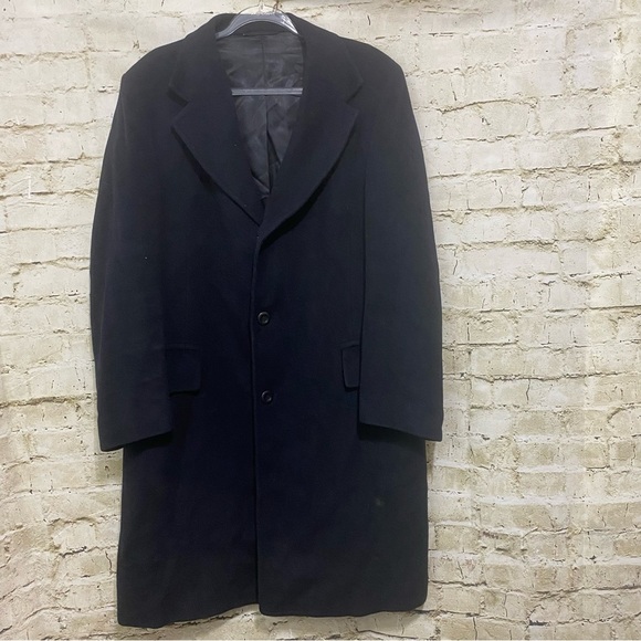 Vintage Karamai Black 100% Cashmere Camel 3 Button Union Made USA Coat - Picture 1 of 5